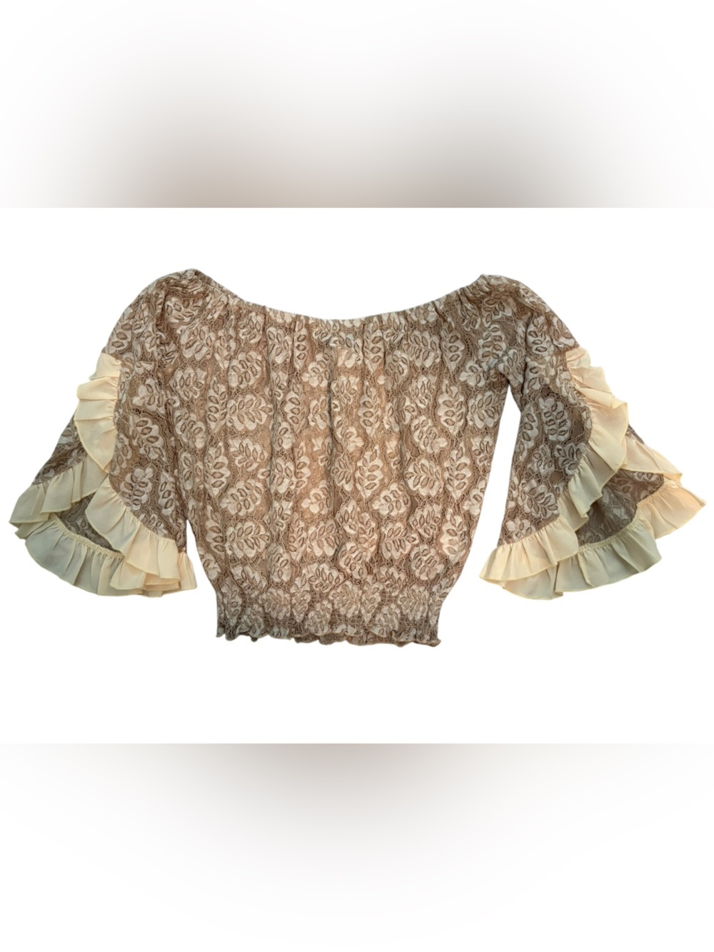 Lace Off the Shoulder Cropped Top Venus Ruffles💕
